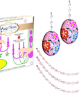 SPRING CHANDELIER MAKEOVER KIT - (3) Pink Floral Egg + (3) 12" Pink Crystal Garland (Set/6)