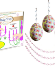 SPRING CHANDELIER MAKEOVER KIT - (3) Pink/Purple/Yellow Floral Egg + (3) 12" Pink Crystal Garland (Set/6)