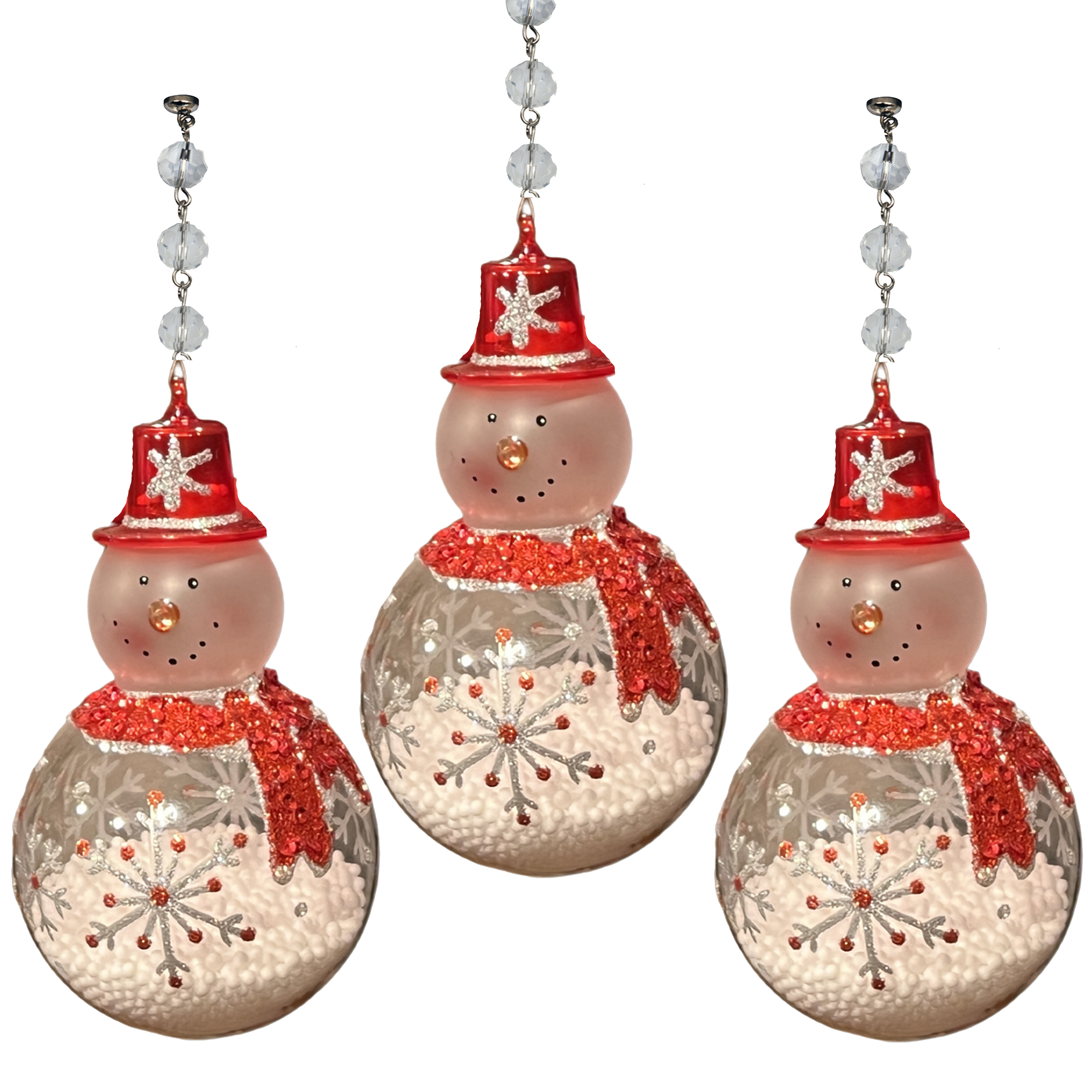 SNOWMAN (Set/3) or (Set/1) MAGNETIC CHANDELIER ORNAMENT