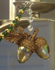 12" GREEN/GOLD CRYSTAL BEAD MAGNETIC CHANDELIER GARLAND (Set/3)