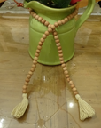 NATURAL BEIGE (SMALL BEAD) 24" WOOD BEAD GARLAND w/ JUTE TASSELS (Set/1)