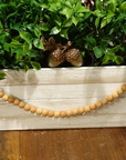 NATURAL BEIGE (SMALL BEAD) 24" WOOD BEAD GARLAND w/ JUTE TASSELS (Set/1)