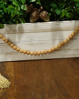 NATURAL BEIGE (SMALL BEAD) 24" WOOD BEAD GARLAND w/ JUTE TASSELS (Set/1)