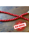 RED (LARGE BEAD) 24" WOOD BEAD GARLAND w/ JUTE TASSELS (Set/1)