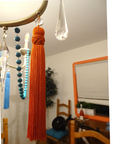 6.5" CORAL ORANGE CRYSTAL BEAD TASSEL (Set/3) MAGNETIC CHANDELIER ORNAMENT - Magnetic Chandelier Accessory TrimKit®