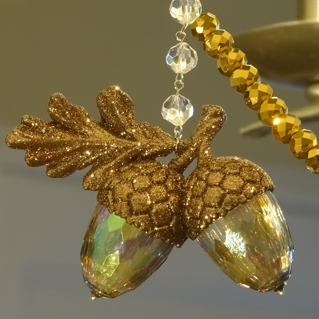 GLITTER ACORN (Set/3) MAGNETIC FALL CHANDELIER ORNAMENT