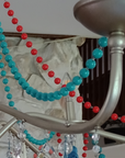 12" TURQUOISE BLUE GLASS BEAD MAGNETIC CHANDELIER GARLAND (Set/3)