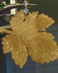 GLITTER GOLD LEAF (Set/3) MAGNETIC FALL CHANDELIER ORNAMENT