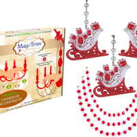 HOLIDAY CHANDELIER MAKEOVER KIT - (3) Red/White Sleigh + (3) 12" Red/White Crystal Garland