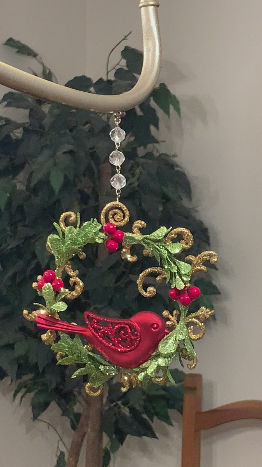 RED DOVE WREATH (Set/3) MAGNETIC CHANDELIER ORNAMENT