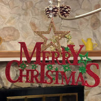 HOLIDAY CHANDELIER MAKEOVER KIT - (3) Red Green Merry Christmas + (3) 12" Red/Green Crystal Garland
