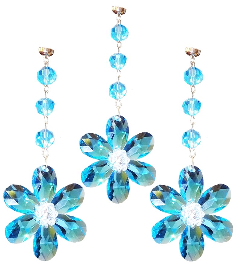 BLUE CRYSTAL DAISY MAGNETIC ORNAMENT (Box of 3) - Magnetic Chandelier Accessory TrimKit® - MagTrim Designs LLC
