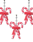 RED WHITE CANDY CANE w/BOW (Set/3) MAGNETIC CHANDELIER ORNAMENT