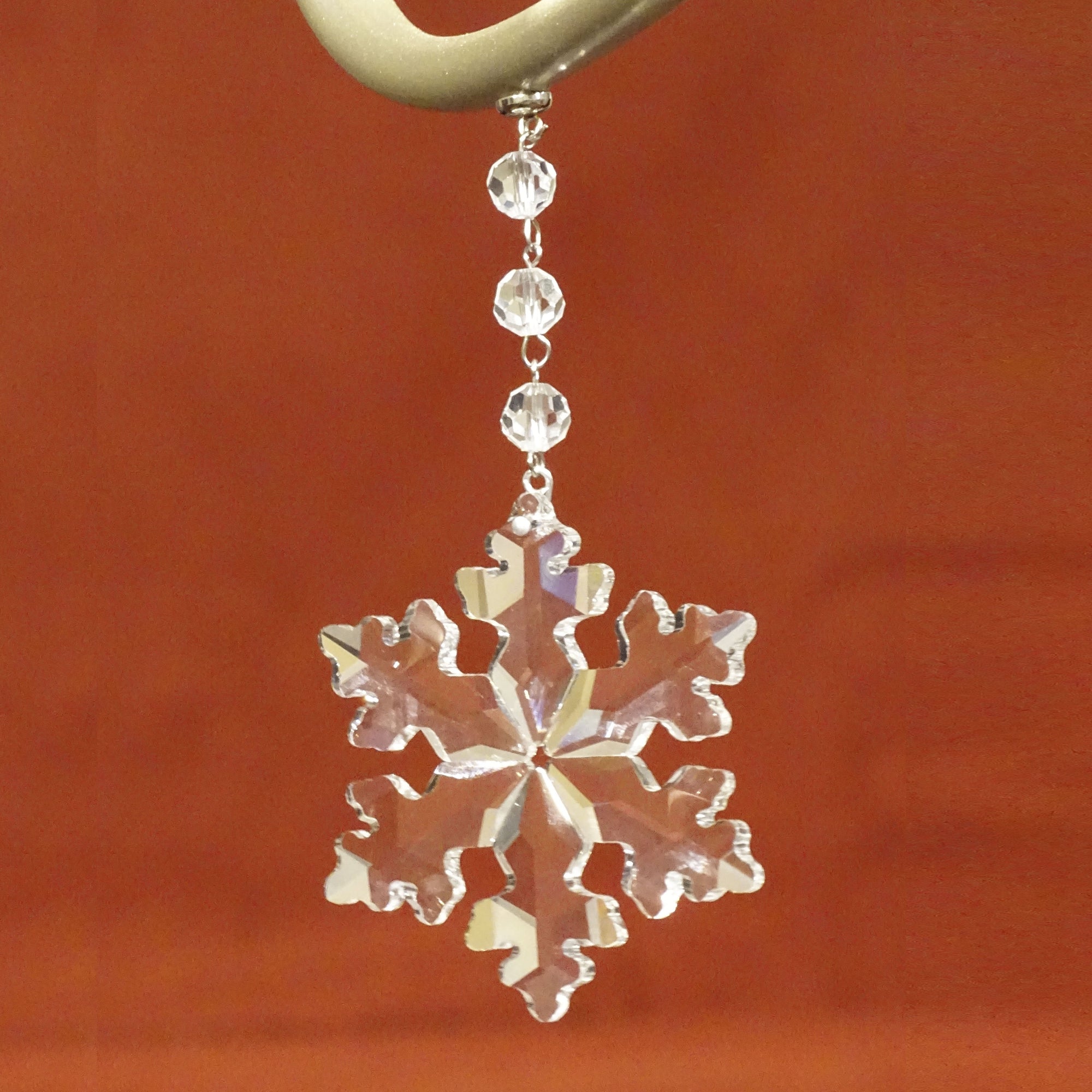 CLEAR CRYSTAL SNOWFLAKE (Set/3) MAGNETIC CHANDELIER ORNAMENT - MagTrim Designs LLC