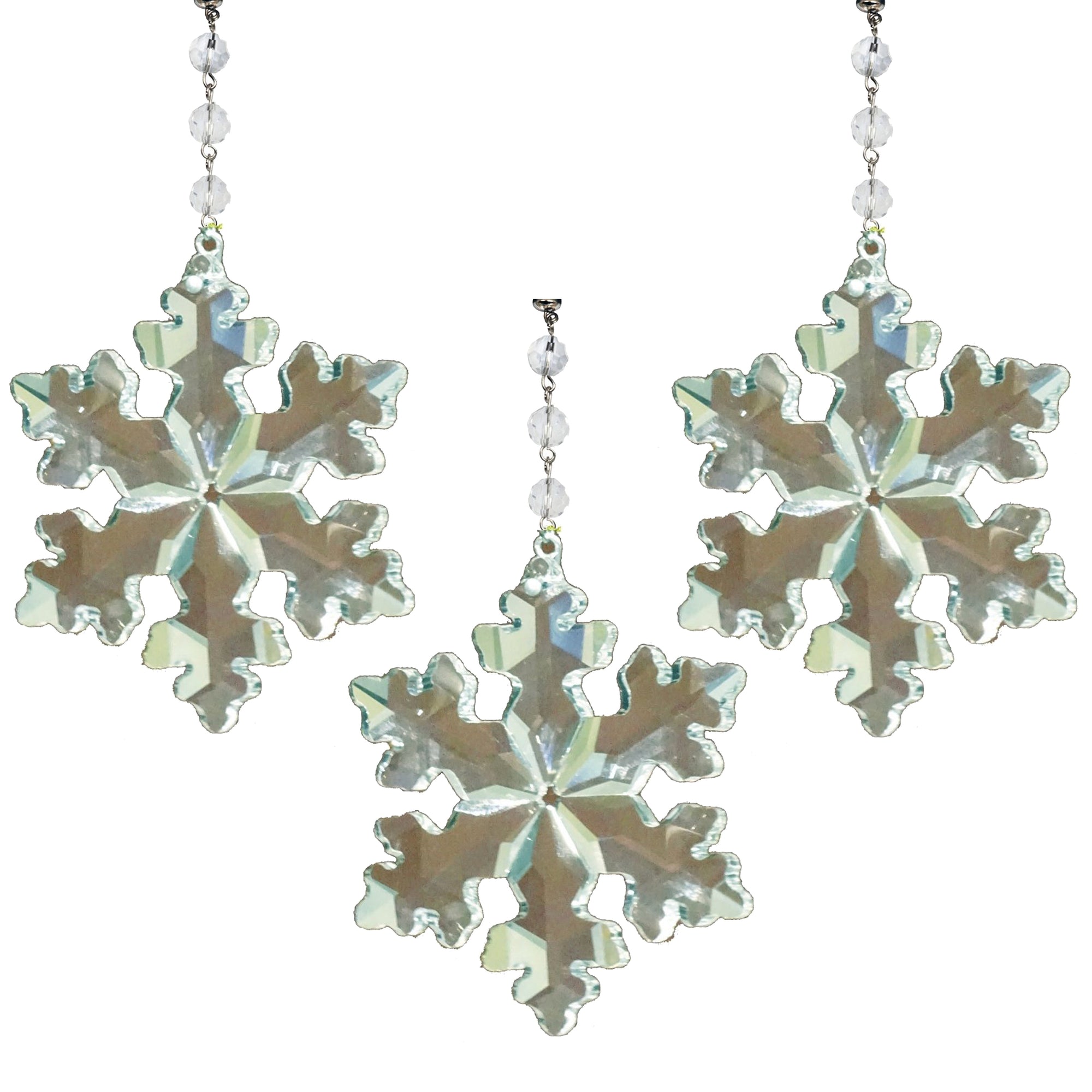 CLEAR CRYSTAL SNOWFLAKE (Set/3) MAGNETIC CHANDELIER ORNAMENT - MagTrim Designs LLC