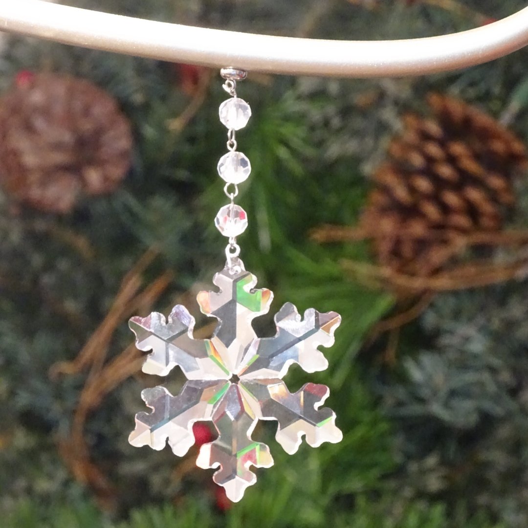 CLEAR CRYSTAL SNOWFLAKE (Set/3) MAGNETIC CHANDELIER ORNAMENT - MagTrim Designs LLC