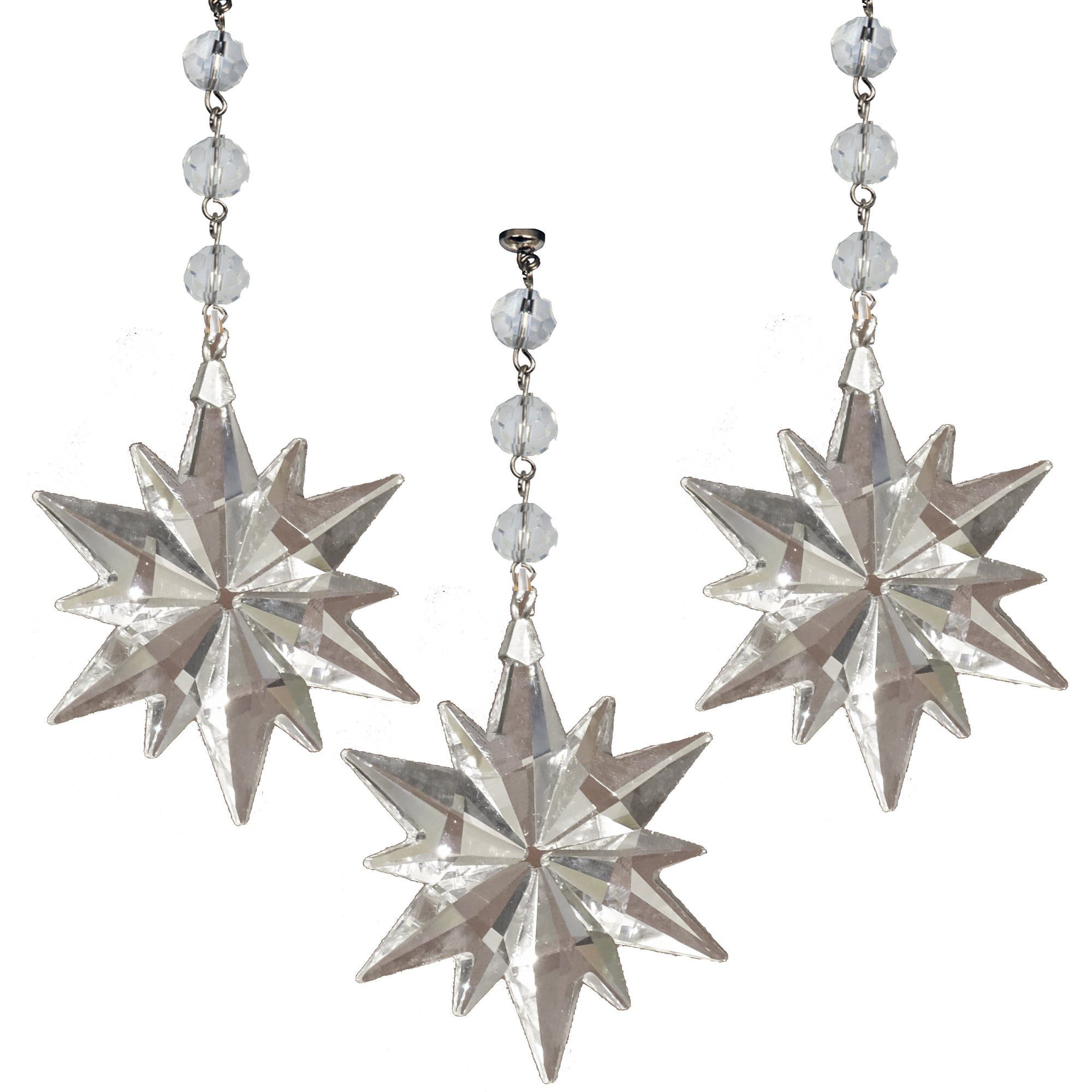 CLEAR CRYSTAL STAR (Set/3) MAGNETIC CHANDELIER ORNAMENT - MagTrim Designs LLC