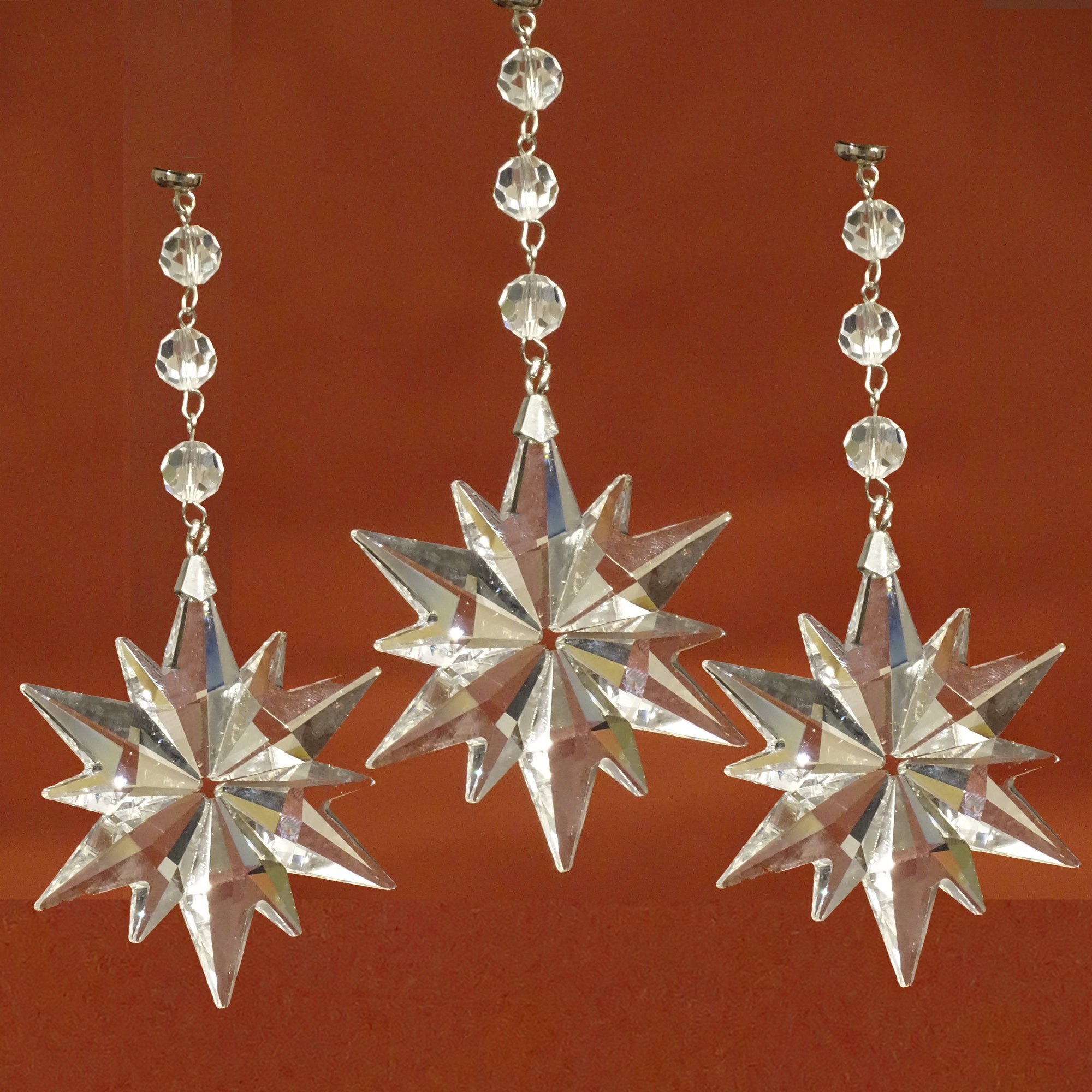 CLEAR CRYSTAL STAR (Set/3) MAGNETIC CHANDELIER ORNAMENT - MagTrim Designs LLC