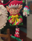 HOLIDAY ELF - YELLOW BOW (Set/3) MAGNETIC CHANDELIER ORNAMENT