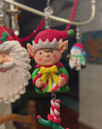 HOLIDAY ELF - YELLOW BOW (Set/3) MAGNETIC CHANDELIER ORNAMENT