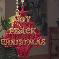RED/GOLD JOY PEACE TREE (Set/3) MAGNETIC CHANDELIER ORNAMENT