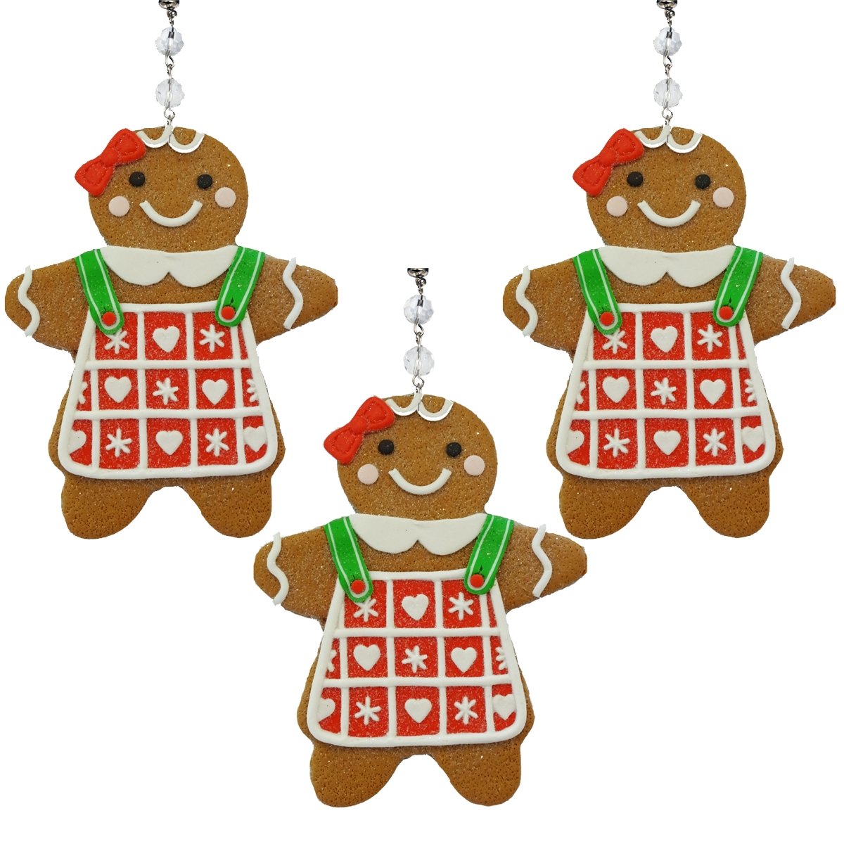 GINGERBREAD GIRL (Set/3) MAGNETIC CHANDELIER ORNAMENT - MagTrim Designs LLC