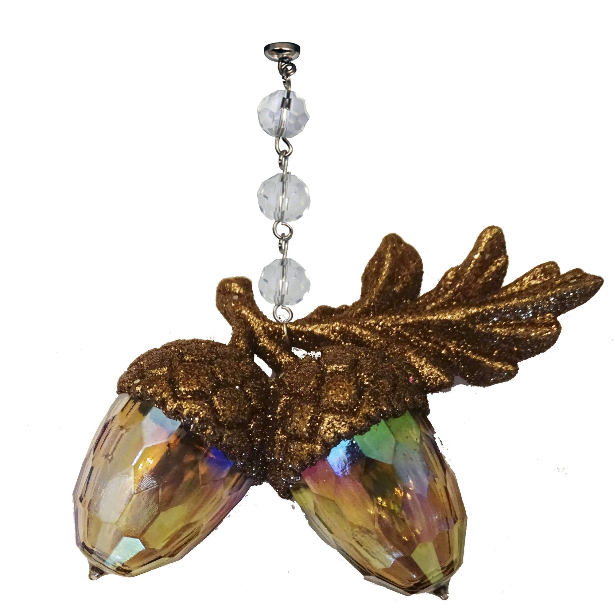 GLITTER ACORN (Set/3) MAGNETIC CHANDELIER ORNAMENT - MagTrim Designs LLC