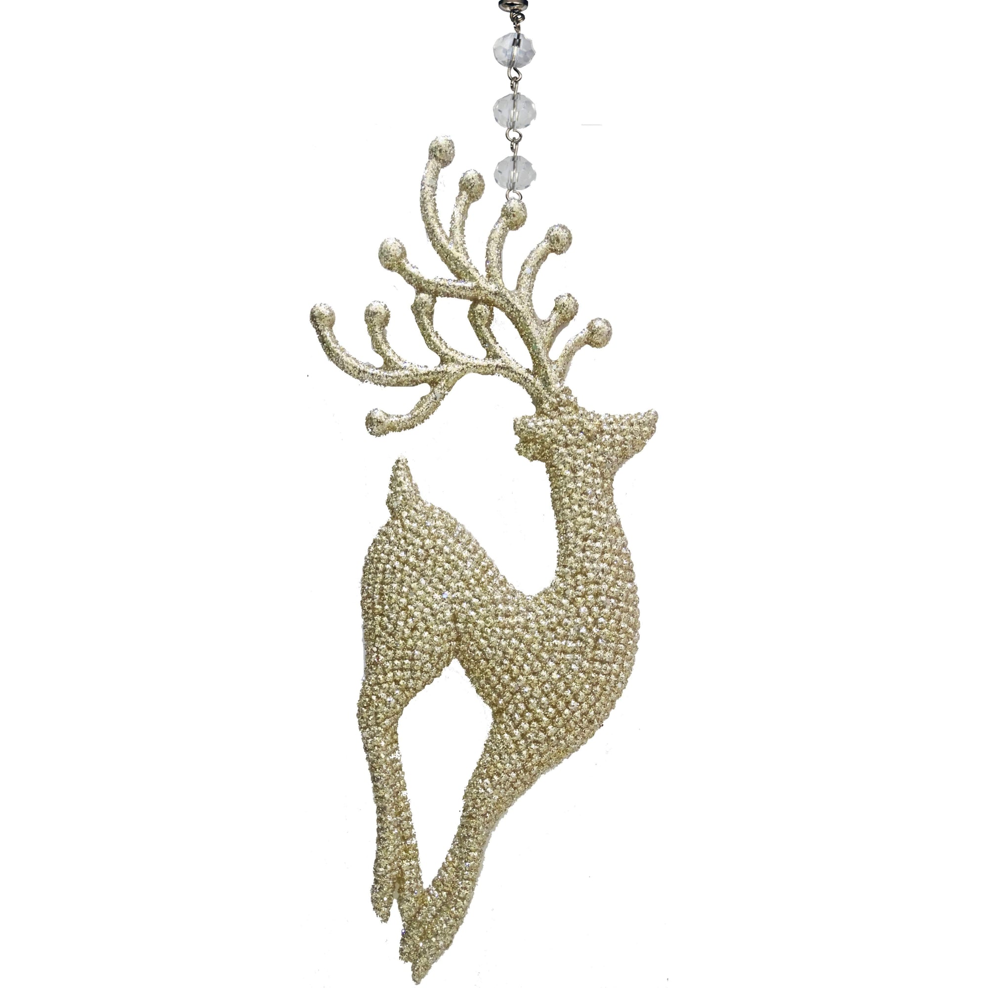 GLITTER CHAMPAGNE "PRANCING" REINDEER (Set/3) MAGNETIC CHANDELIER ORNAMENT - MagTrim Designs LLC