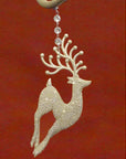 GLITTER CHAMPAGNE "PRANCING" REINDEER (Set/3) MAGNETIC CHANDELIER ORNAMENT - MagTrim Designs LLC