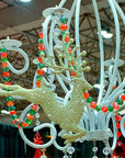 GLITTER CHAMPAGNE "RUNNING" REINDEER (Set/3) MAGNETIC CHANDELIER ORNAMENT - MagTrim Designs LLC