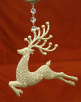 GLITTER CHAMPAGNE "RUNNING" REINDEER (Set/3) MAGNETIC CHANDELIER ORNAMENT - MagTrim Designs LLC