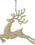 GLITTER CHAMPAGNE "RUNNING" REINDEER (Set/3) MAGNETIC CHANDELIER ORNAMENT - MagTrim Designs LLC