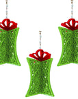 GLITTER RED/GREEN GIFT BOX (Set/3) MAGNETIC CHANDELIER ORNAMENT - MagTrim Designs LLC