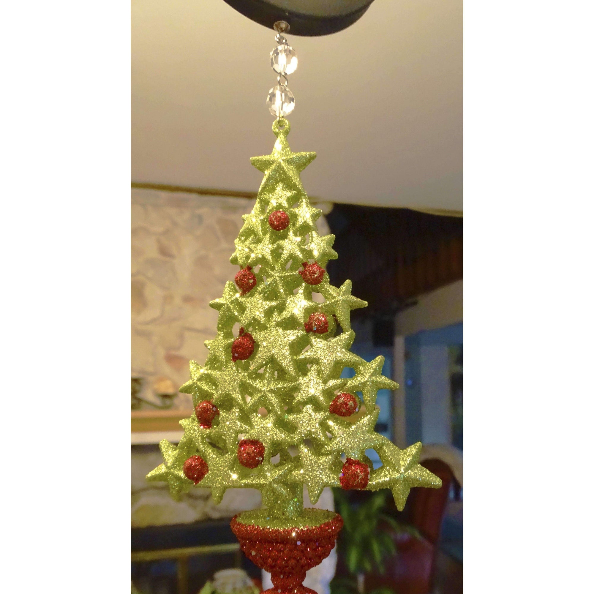 GLITTER RED/GREEN TREE (Set/3) MAGNETIC CHANDELIER ORNAMENT - MagTrim Designs LLC