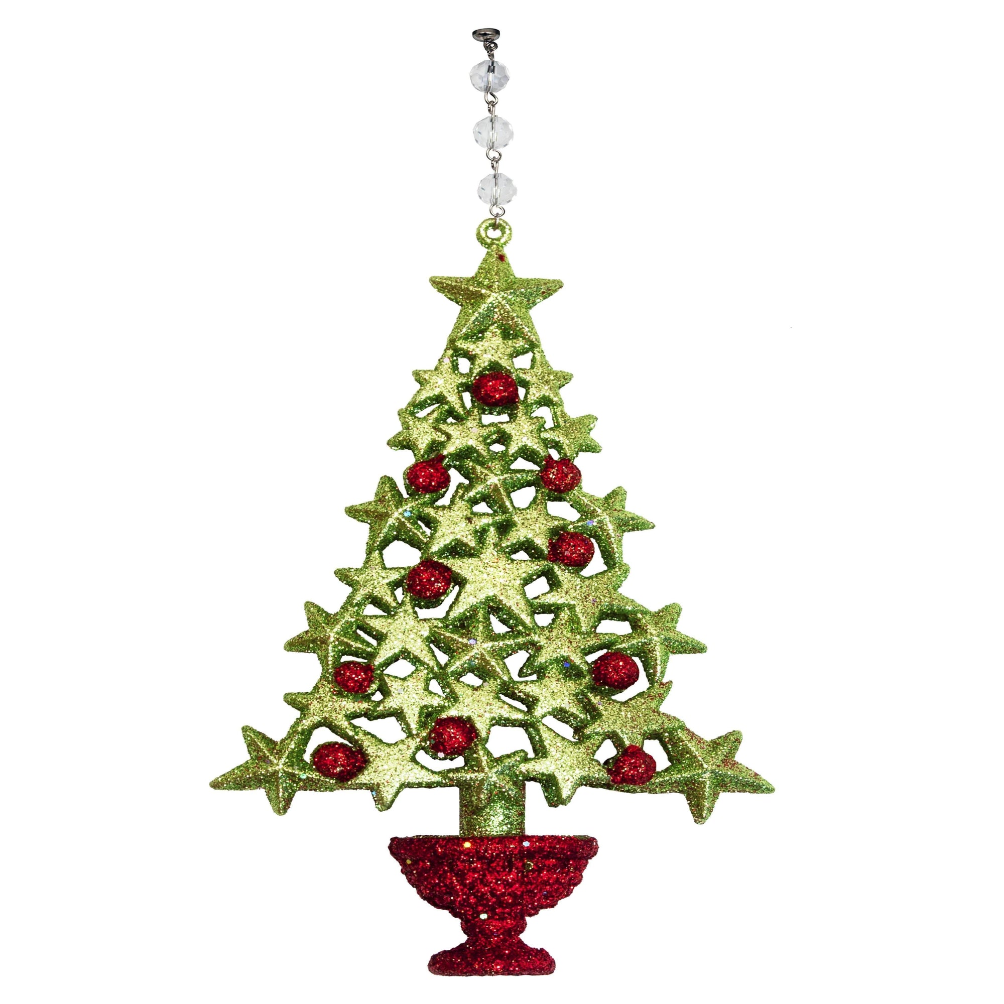 GLITTER RED/GREEN TREE (Set/3) MAGNETIC CHANDELIER ORNAMENT - MagTrim Designs LLC