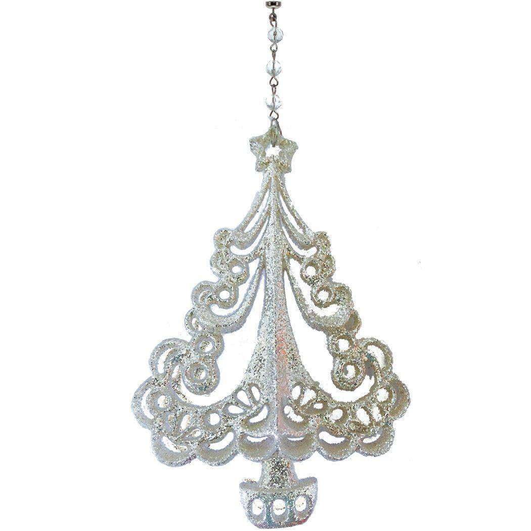 GLITTER SILVER XMAS TREE (Set/3) MAGNETIC CHANDELIER ORNAMENT - MagTrim Designs LLC