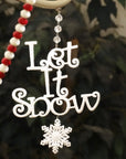 GLITTER WHITE LET IT SNOW ORNAMENT (Set/3) MAGNETIC CHRISTMAS ORNAMENT - Magnetic Chandelier Accessory TrimKit® - MagTrim Designs LLC