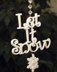 GLITTER WHITE LET IT SNOW ORNAMENT (Set/3) MAGNETIC CHRISTMAS ORNAMENT - Magnetic Chandelier Accessory TrimKit® - MagTrim Designs LLC