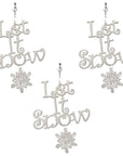 GLITTER WHITE LET IT SNOW ORNAMENT (Set/3) MAGNETIC CHRISTMAS ORNAMENT - Magnetic Chandelier Accessory TrimKit® - MagTrim Designs LLC