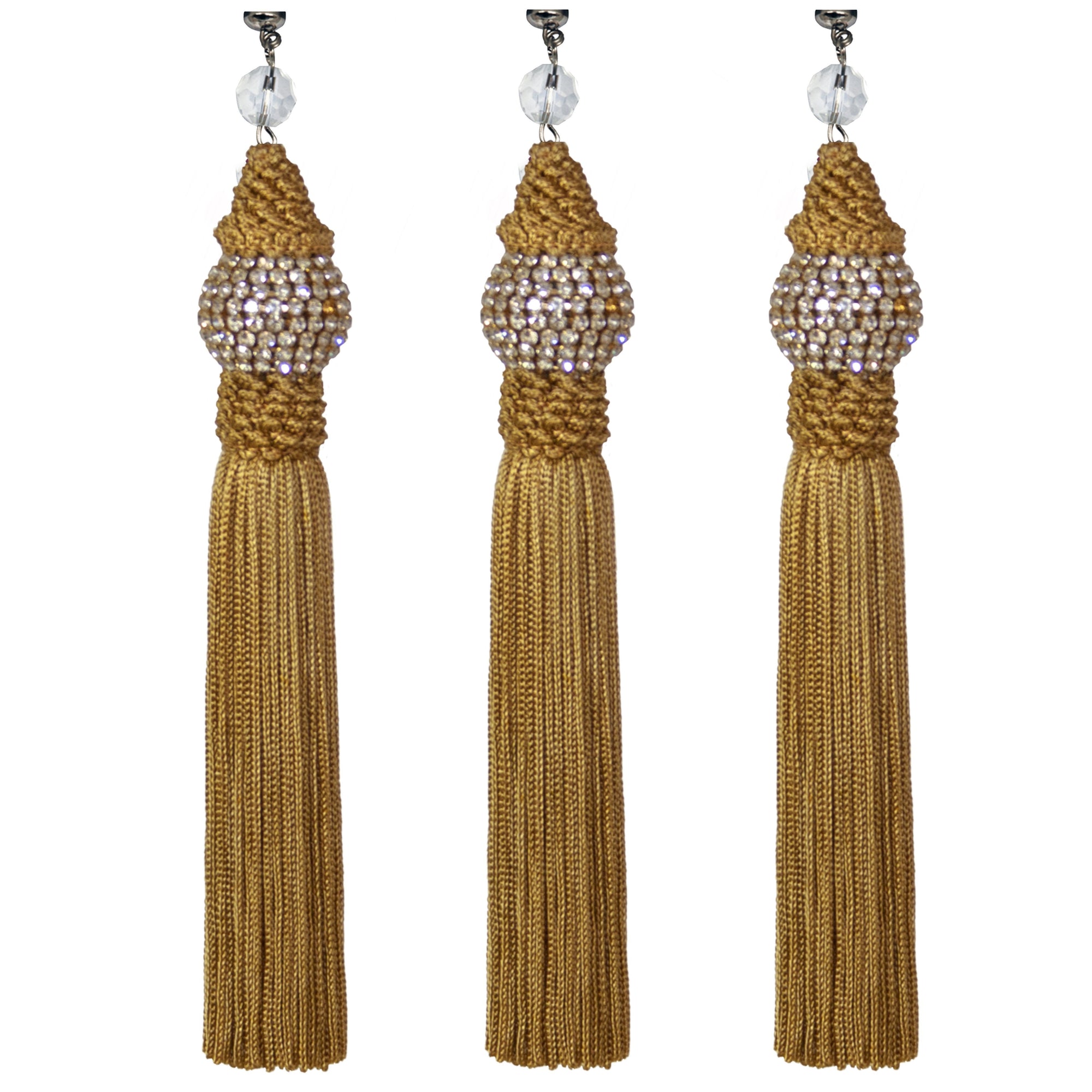 GOLD RHINESTONE TASSEL (Set/3) MAGNETIC CHRISTMAS ORNAMENT - Magnetic Chandelier Accessory TrimKit® - MagTrim Designs LLC