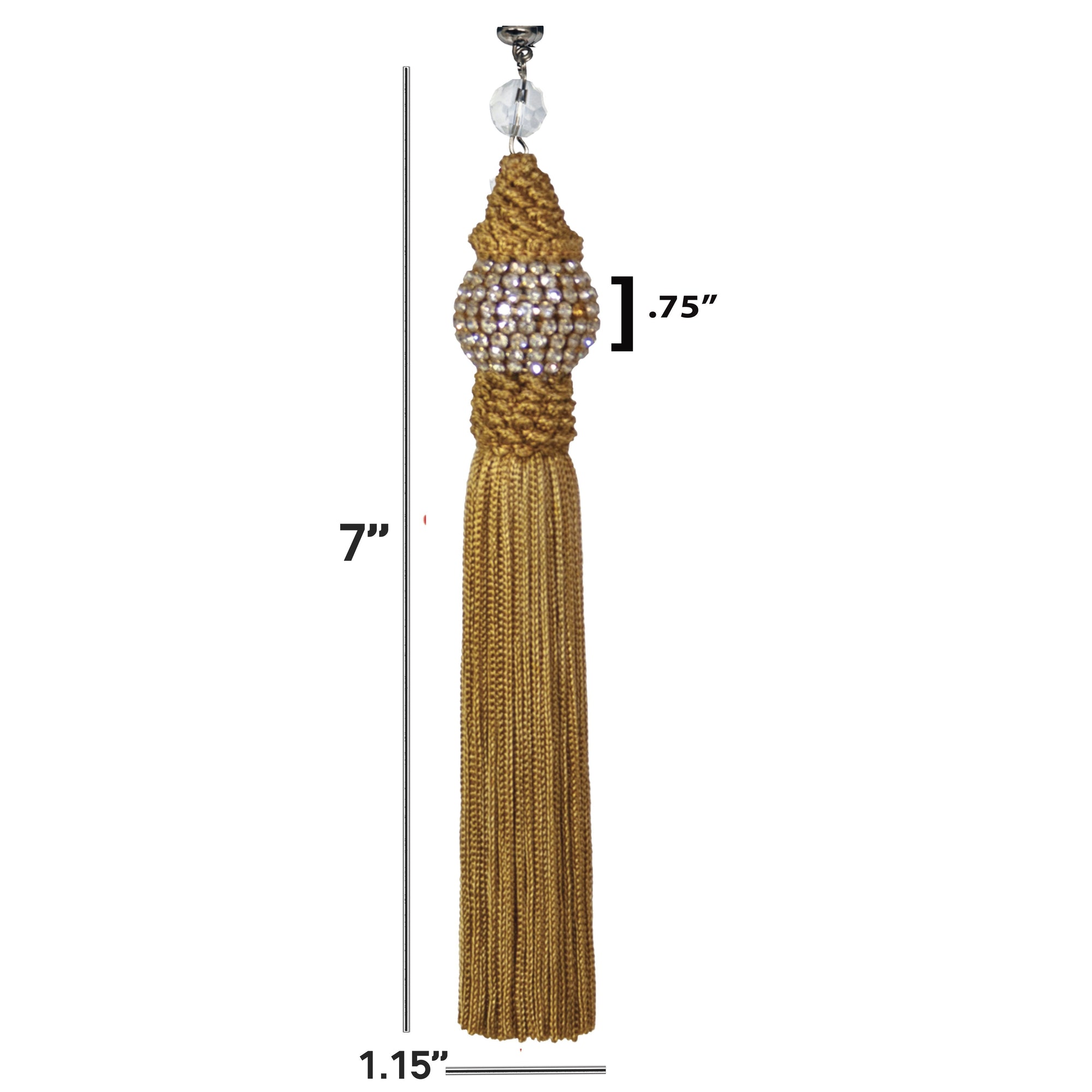 GOLD RHINESTONE TASSEL (Set/3) MAGNETIC CHRISTMAS ORNAMENT - Magnetic Chandelier Accessory TrimKit® - MagTrim Designs LLC