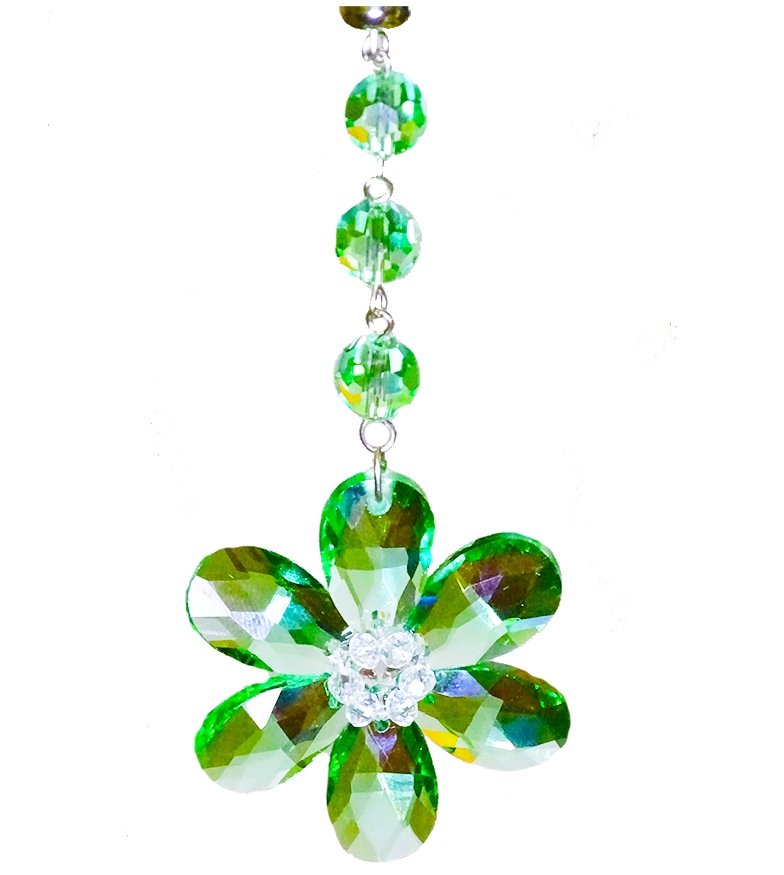 GREEN CRYSTAL DAISY MAGNETIC ORNAMENT (Box of 3) - Magnetic Chandelier Accessory TrimKit® - MagTrim Designs LLC