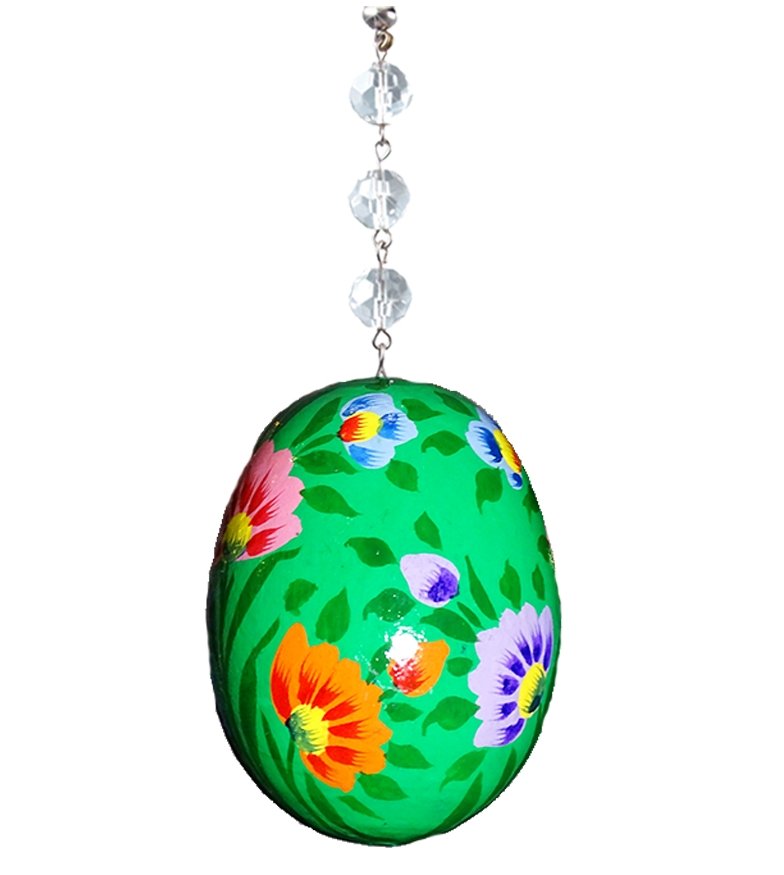 GREEN FLORAL EGG MAGNETIC ORNAMENT (Box of 3) - Magnetic Chandelier Accessory TrimKit® - MagTrim Designs LLC