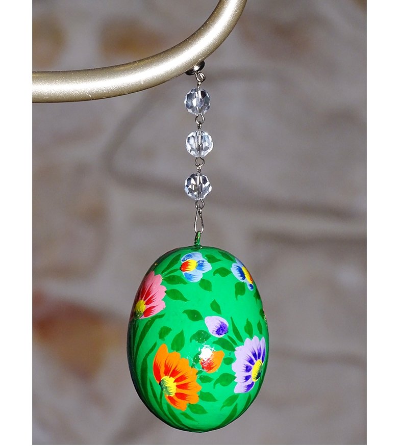 GREEN FLORAL EGG MAGNETIC ORNAMENT (Box of 3) - Magnetic Chandelier Accessory TrimKit® - MagTrim Designs LLC