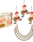 HOLIDAY CHANDELIER MAKEOVER KIT - (3) Santa + (3) 12" Red/Green Bead Crystal Garland