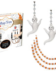 HALLOWEEN CHANDELIER MAKEOVER KIT - (3) Glass Ghost + (3) 12" Orange/White Garland - MagTrim Designs LLC