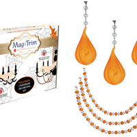 HALLOWEEN CHANDELIER MAKEOVER KIT - (3) Glass Pumpkin + (3) 12" Orange/White Garland - MagTrim Designs LLC