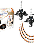 HALLOWEEN CHANDELIER MAKEOVER KIT - (3)Glass Bat + (3)12" Orange/Black Garland - MagTrim Designs LLC