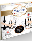 HALLOWEEN CHANDELIER MAKEOVER KIT - (3)Glass Bat + (3)12" Orange/Black Garland - MagTrim Designs LLC