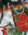 HAPPY HOLIDAYS PRINTED CRYSTAL (Set/3) MAGNETIC CHRISTMAS ORNAMENT - Magnetic Chandelier Accessory TrimKit® - MagTrim Designs LLC